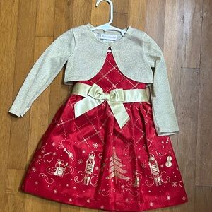 Bonnie Jean Red and Gold Holiday Dress Excellent Cond. size 3T